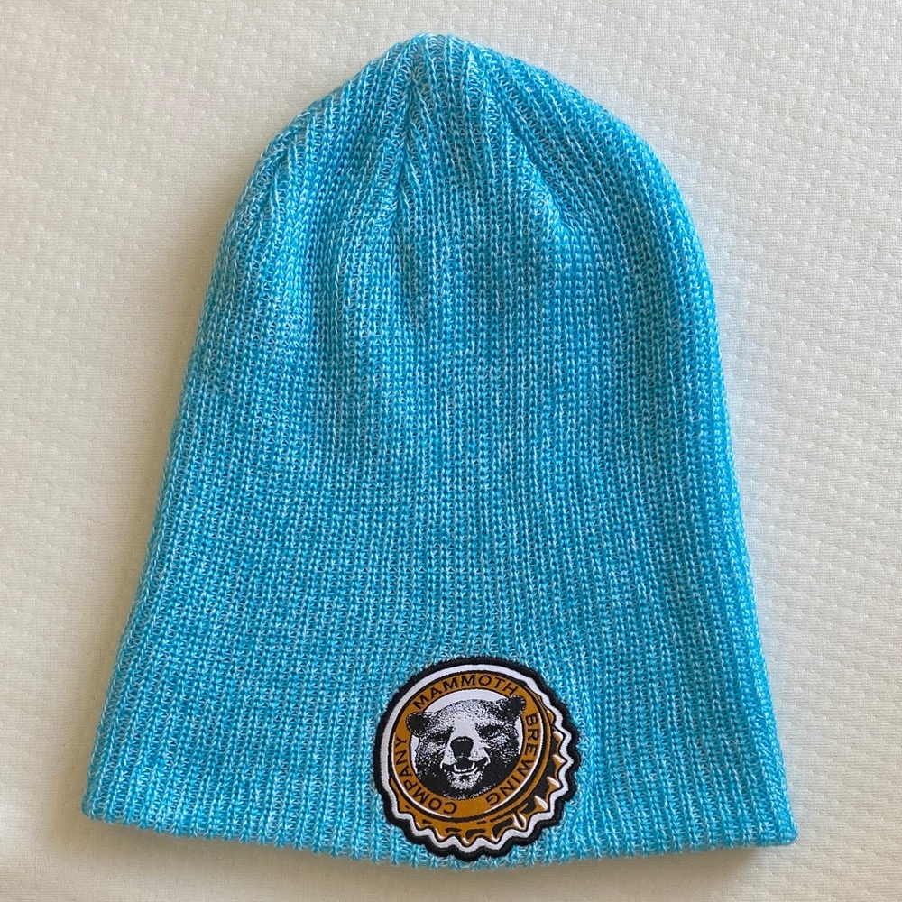 Blue Winter Hat with Bear Patch